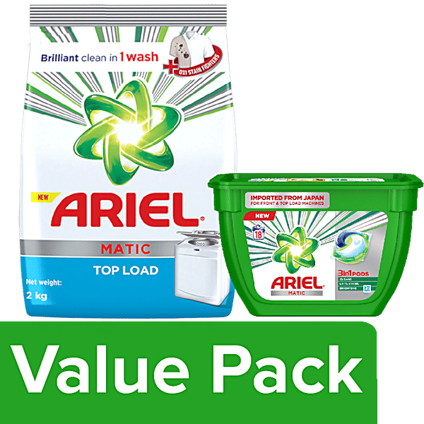 Buy Ariel Detergent Washing PowderMatic Top Load 2kg + Matic 3in1