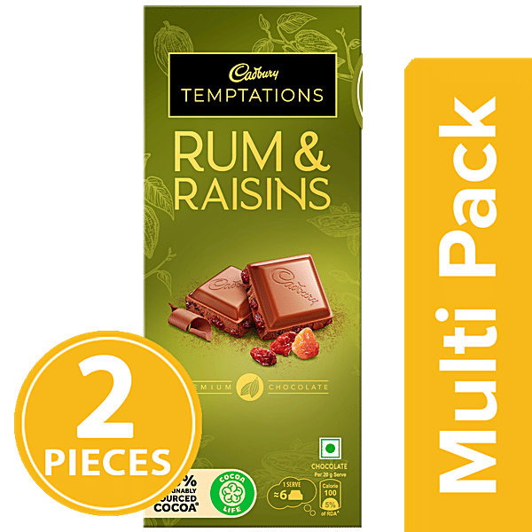 Buy Cadbury Temptations Rum & Raisins Premium Chocolate Bar Online at