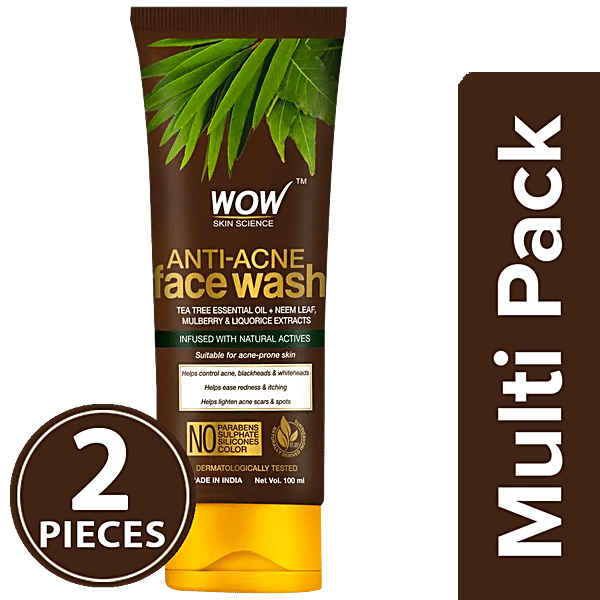 Buy Wow Skin Science Anti Acne Face Wash Controls Acne, Blackheads