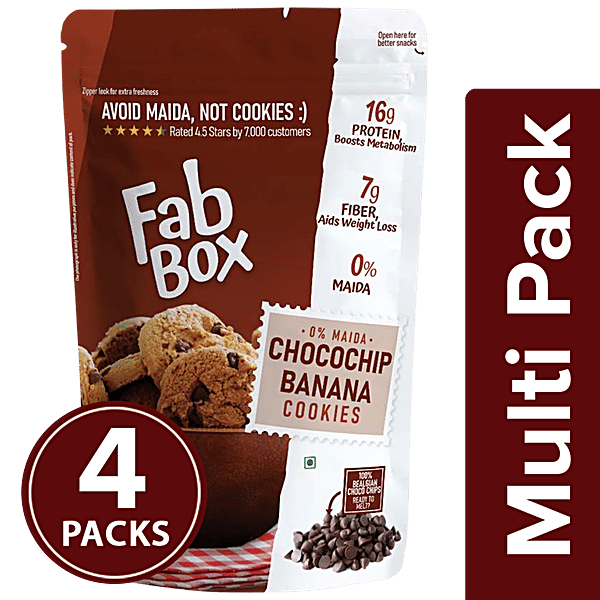 Buy Fabbox Choco Chips Banana Cookies Whole Wheat Flour, No Maida
