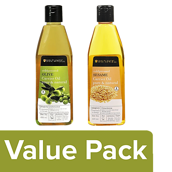 Buy Soulflower Cold Pressed Olive Oil 225 ml + Cold Pressed Sesame