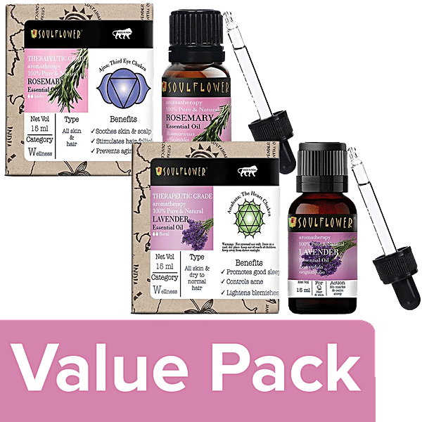 Buy Soulflower Rosemary Essential Oil + Lavender Essential Oil, Each of