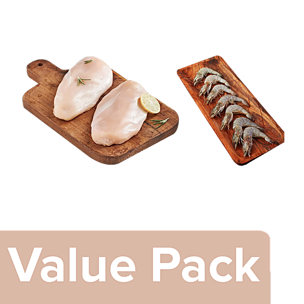 Buy fresho! Chicken Breast Boneless 450g + Prawns, Peeled & Deveined