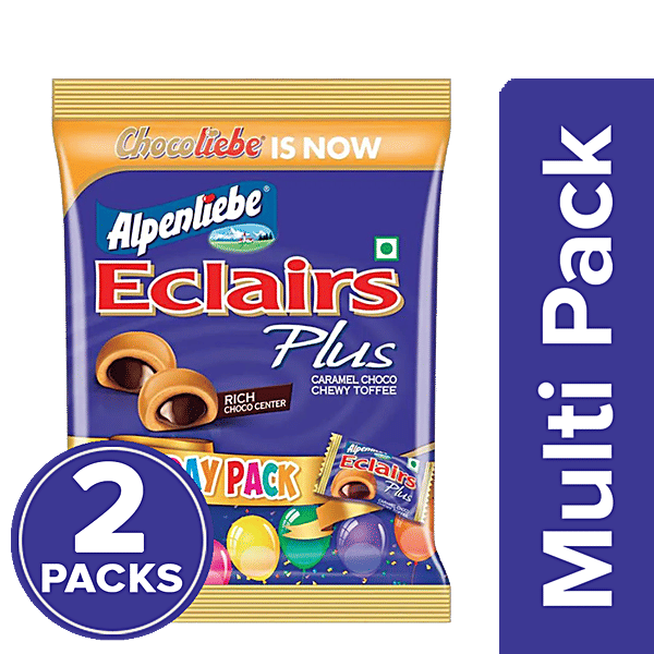 Buy ALPENLIEBE Eclairs Plus Birthday Pack Rich Choco Center, Caramel