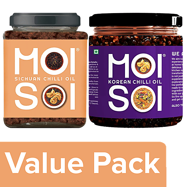 Buy MOI SOI Sichuan Chilli Oil + Korean Chilli Oil, 175 g Each Online
