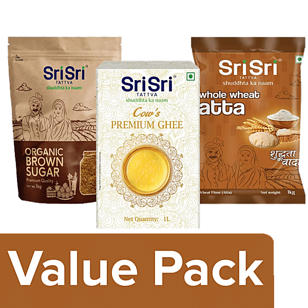Buy Sri Sri Tattva Whole Wheat Atta + Cow's Premium Ghee + Organic