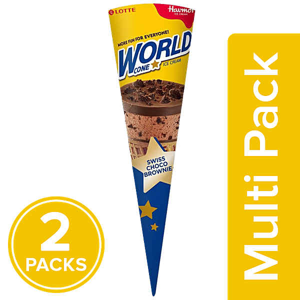 Buy Havmor Swiss Choco Brownie Ice Cream World Cone Online at Best