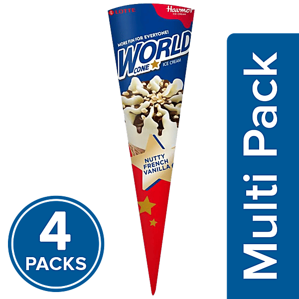 Buy Havmor Ice Cream World Cone, Nutty French Vanilla Online at Best
