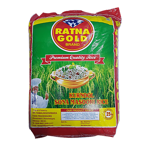 Buy Ratna Gold Rice Kurnool Sona Masoori 25 Kg Bag Online at the Best