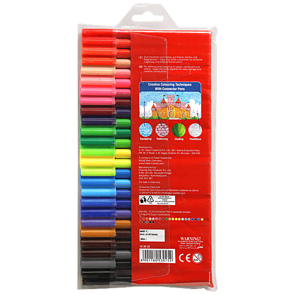Buy Faber castell Connector Pens For Colour & Build - Bright & Smooth, 15  Assorted Shades Online at Best Price of Rs 69 - bigbasket
