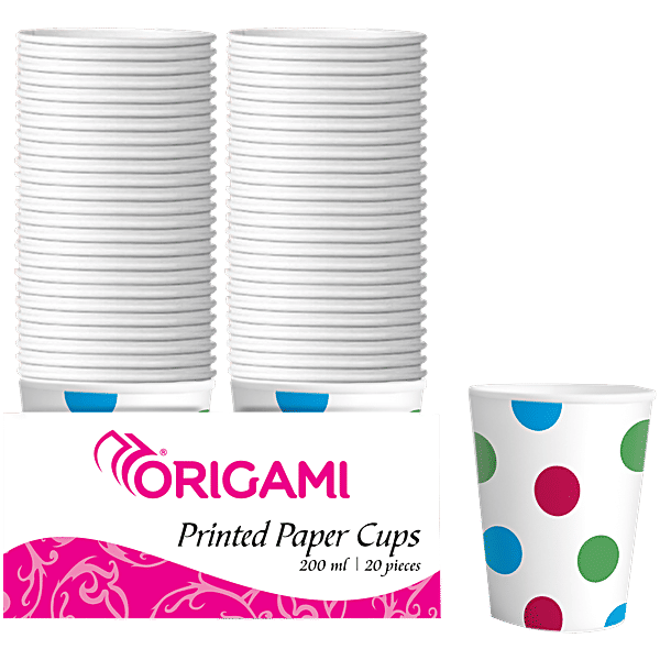 Buy Origami Printed Paper Party Cups 200 Ml Online At Best Price of Rs ...