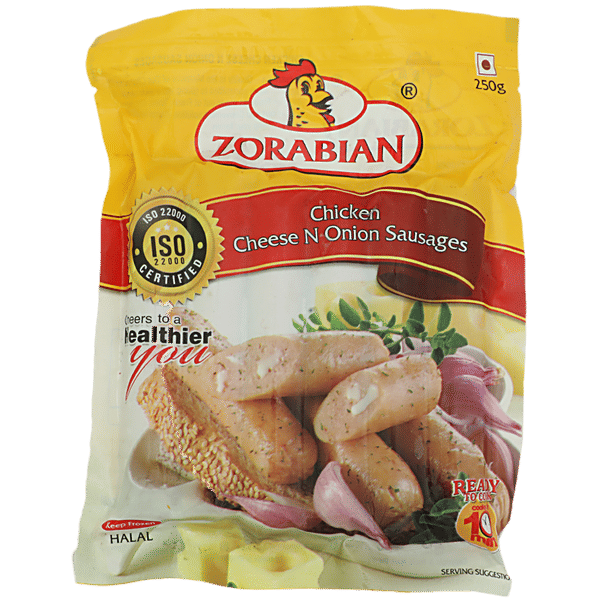 Buy Zorabian Chicken Cheese N Onion Sausages 250 Gm Pouch Online At