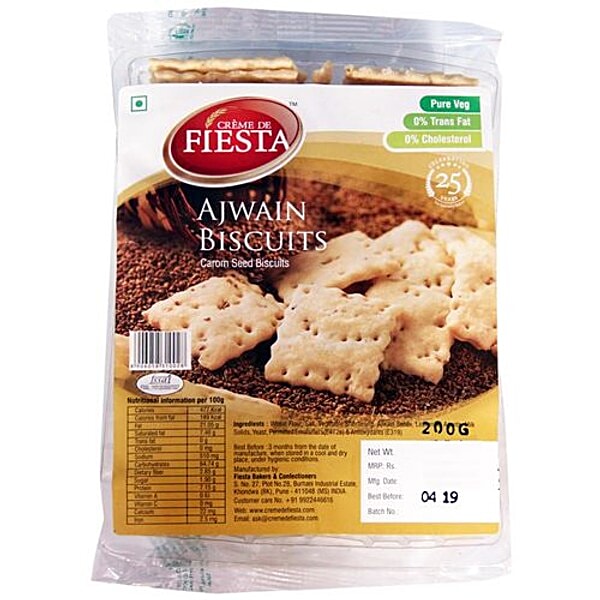 Buy Creme De Fiesta Biscuits Ajwain 200 Gm Online at the Best Price of