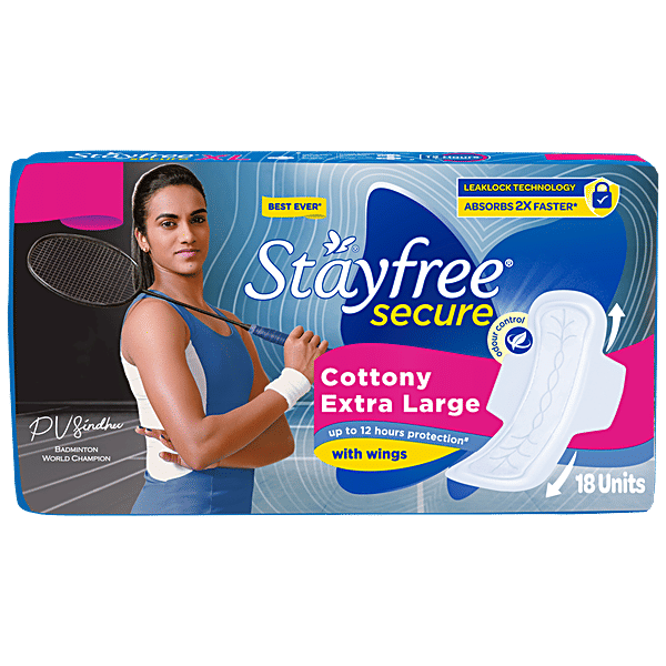 Buy Stayfree Sanitary Pads Secure Xl Cottony Soft With Wings 20 Pads