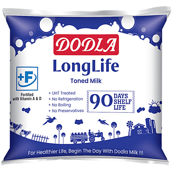 Buy Dodla Toned Milk Uht Treated LongLife 500 Ml Pouch Online at the
