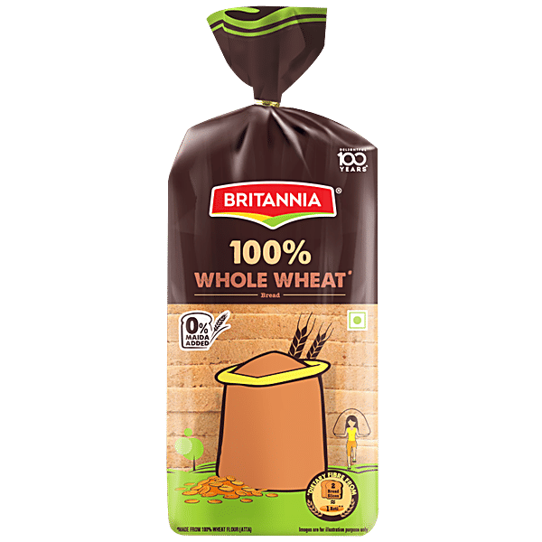 Buy Britannia Bread 100 Whole Wheat 450 Gm Online at the Best Price of Rs 50 bigbasket