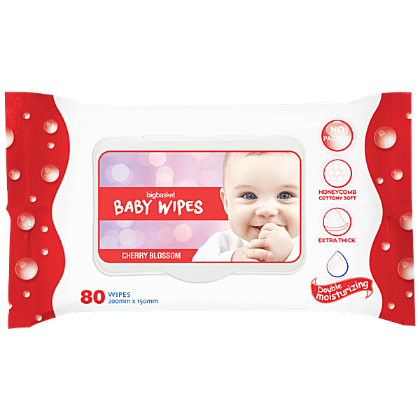 Buy Bigbasket Baby Wipes Cherry Blossom 80 Pcs Online At Best Price of