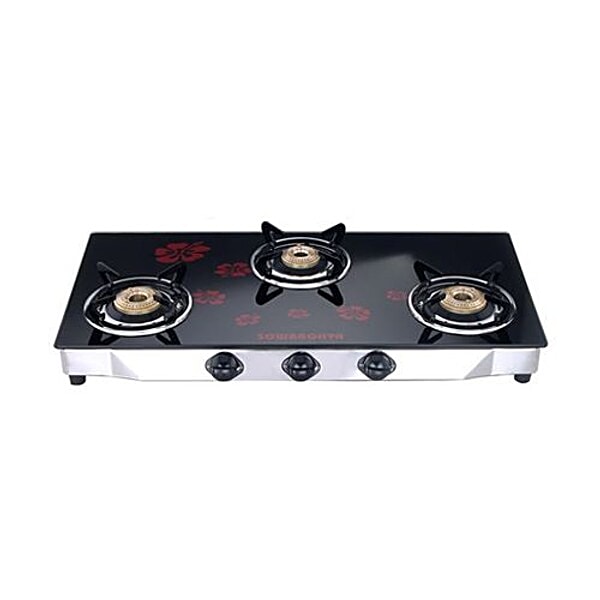 Buy Sowbaghya Gas Stove 3 Burner, Glass Top Online at Best Price of