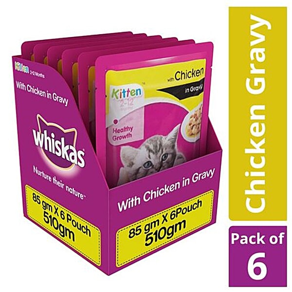 Buy Whiskas Wet Cat Food Chicken In Gravy For Kittens, 212 Months