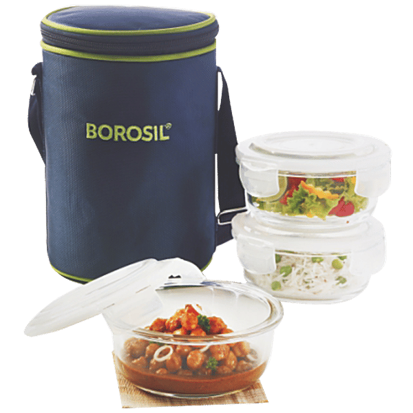 Buy Borosil Glass Lunch Box Microwave Safe Office Tiffin, ICY22RD3400