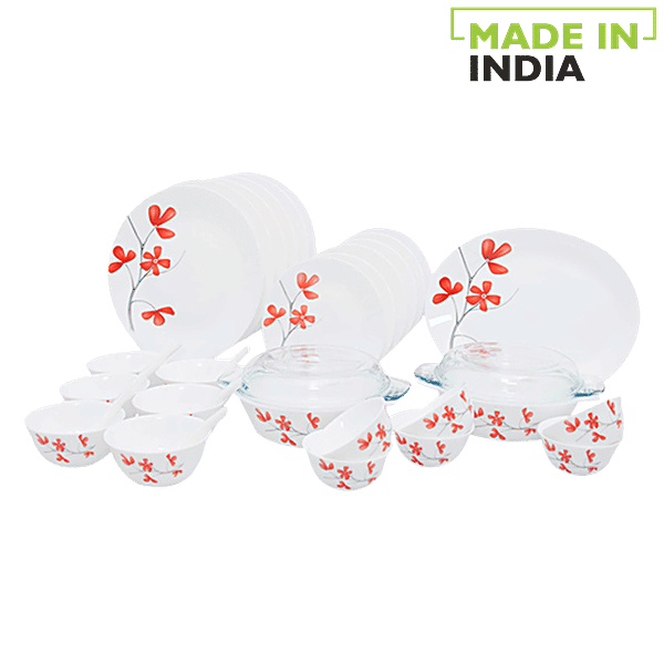 Buy Laopala Diva Opalware Ivory Dinner Set Cherry Petal Online at