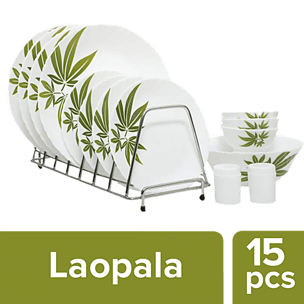 Buy LaOpala Dinner Set Opalware, Trinity Green, White Online at Best Price of Rs 1143.75