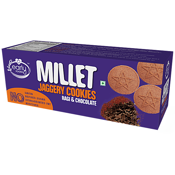 Buy Early Foods Jaggery Millet Cookies Ragi & Chocolate, No
