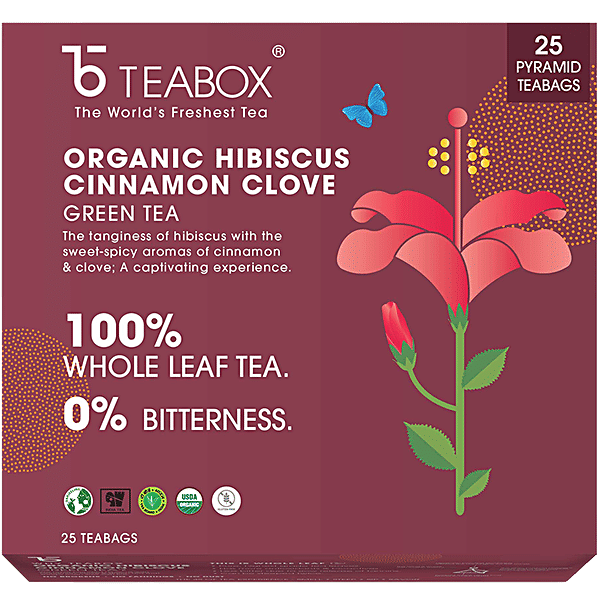 Buy Teabox Hibiscus Cinnamon Clove Green Tea Bags Supports Heart