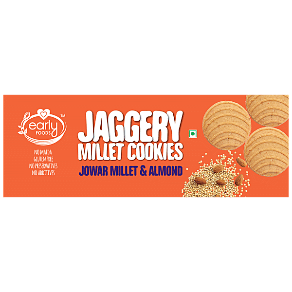 Buy Early Foods Jaggery Millet Cookies Jowar & Almonds, No