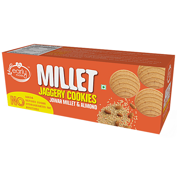 Buy Early Foods Jaggery Millet Cookies Jowar & Almonds, No