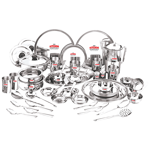 Buy Kitchen Essentials Stainless Steel Dinner Set Mirror Finish