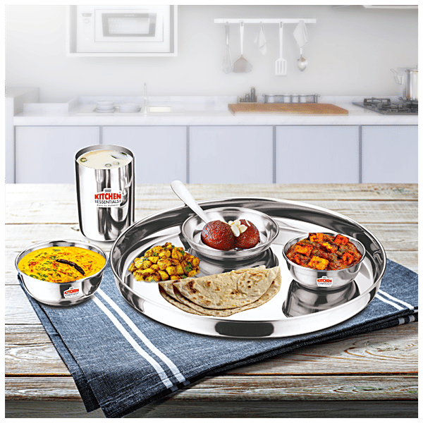 Buy Kitchen Essentials Stainless Steel Dinner Set Mirror Finish