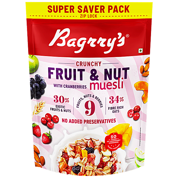 Buy Bagrrys Bagrry`S Crunchy Muesli 30 Fruit & Nut With Cranberries