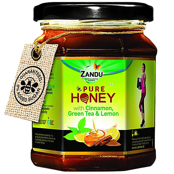 Buy ZANDU Pure Honey With Cinnamon, Green Tea & Lemon, No Added Sugar