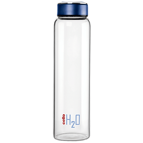 Buy Cello Water/Fridge Glass Bottle H20 Blue Cap Online at Best