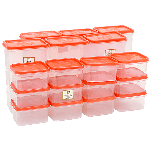 Buy Laplast Storewell Airtight Container with Orange Lid Transparent