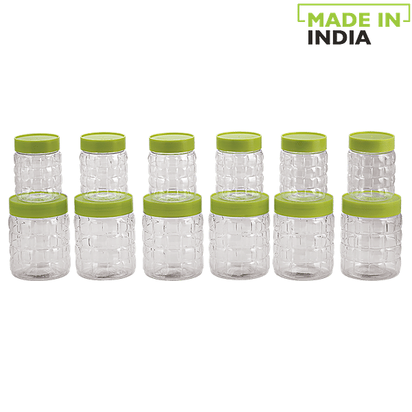 Buy Steelo Pet Solitaire Storage Container Set with Green Lid Transparent, Plastic, Plain