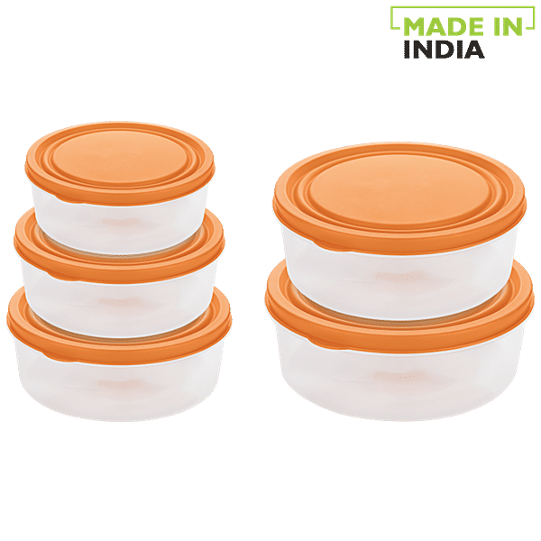 Buy Asian Diana Airseal Container with Orange Transparent, Plastic, Plain, Round Online at