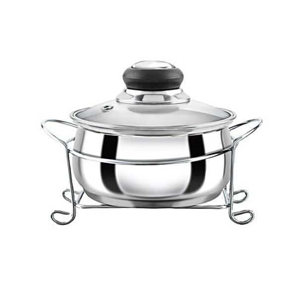 Buy Anjali Stainless Steel Serving Handi With Rack Glass Lid, Labella