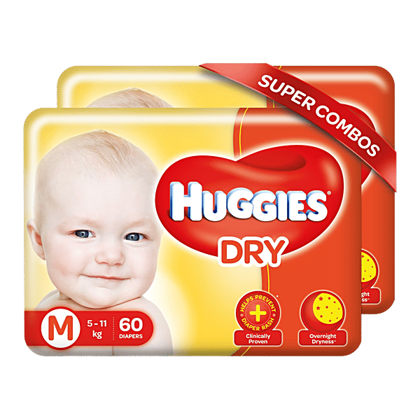 Buy Huggies Dry Diapers M, 511 kg, Overnight Dryness, Quick Lock