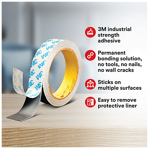 Buy Scotch Strong Double-Sided Mounting Tape - Indoor, 1 x 3 m Online at  Best Price of Rs 150 - bigbasket