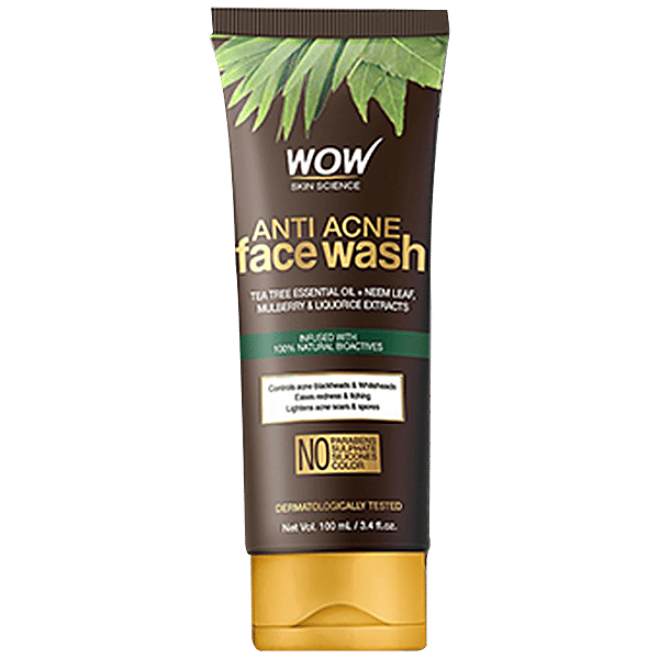Buy Wow Skin Science AntiAcne Face Wash Tea Tree Essential Oil+Neem