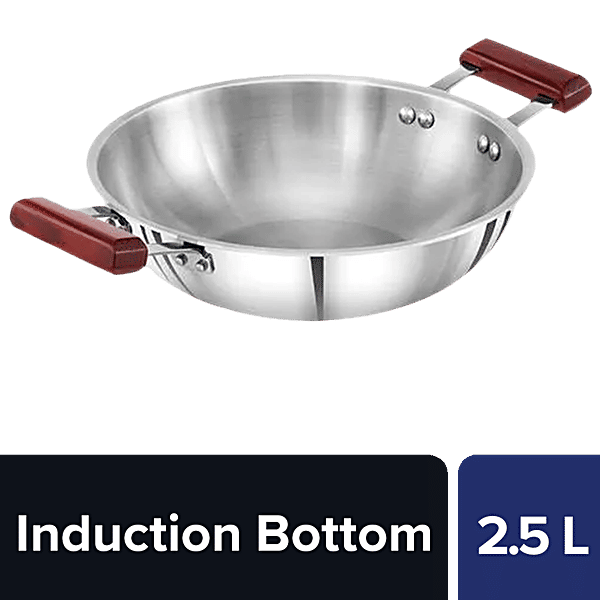 Buy Hawkins TriPly Stainless Steel Deep Fry Pan/Kadai 3 Layer, Induction Base, 26 cm, 3 mm