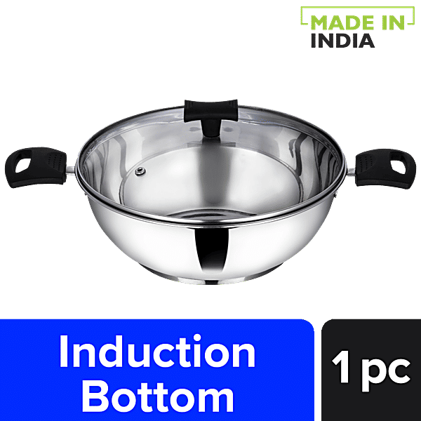 Buy Kitchen Essentials Induction Base Stainless Steel 25 cm Kadai With