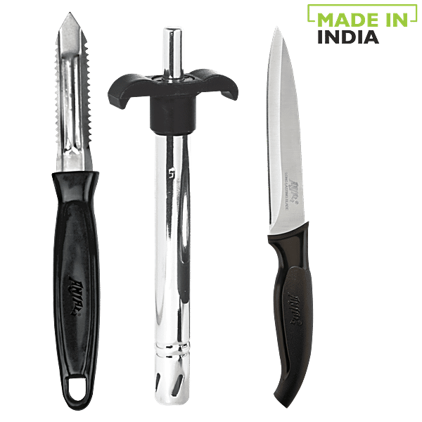 Buy Anjali Kitchen Utility Set Knife, Lighter, Peeler, Black Online at Best Price of Rs 149
