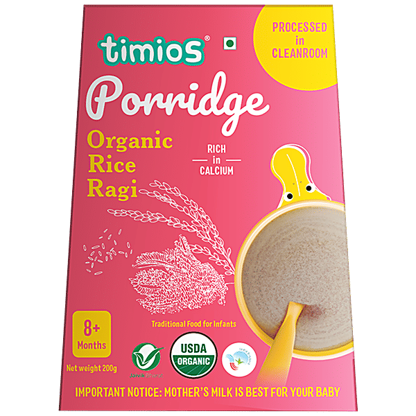 Buy Timios Porridge Organic Rice & Ragi, For Babies 8+ Months Online
