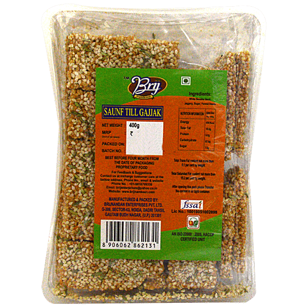 Buy BRIJ Brijnandan Saunf Til Gajak Online at Best Price of Rs null