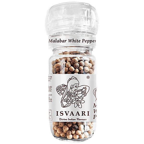 Buy Isvaari Fairtrade Malabar White Peppercorns In Grinder Online at