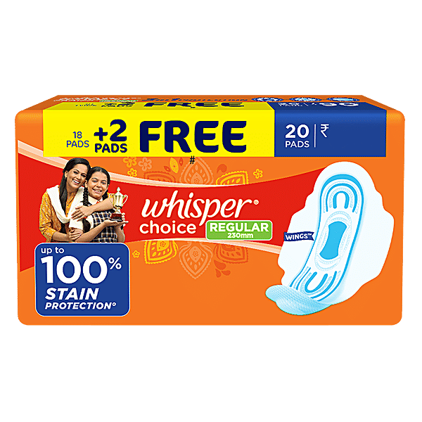 Buy Whisper Choice Sanitary Pads With Wings, 100 Stain Protection