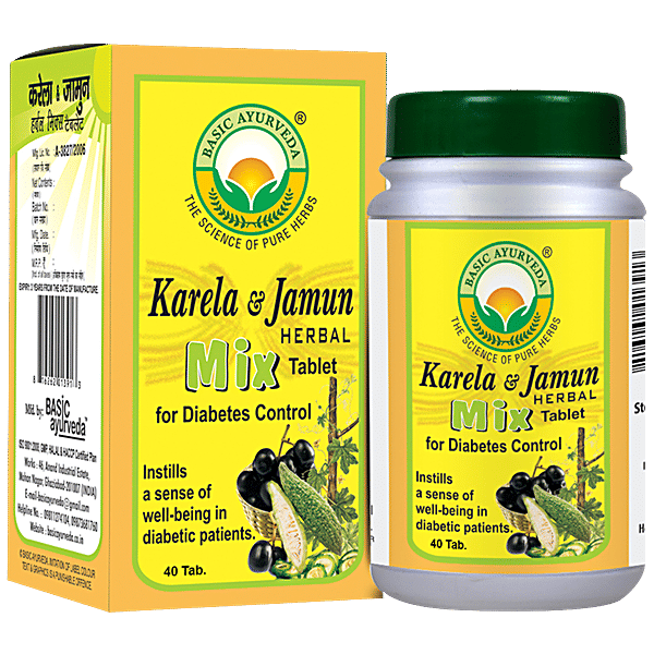 Buy Basic Ayurveda Karela & Jamun Herbal Mix Tablets Diabetes Control